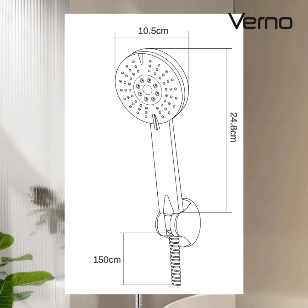 Verno ชุดฝักบัวสายอ่อน 3 ระบบ รุ่น LD-509 ขนาด 10.5x24.8x1.5ซม. สีเงิน