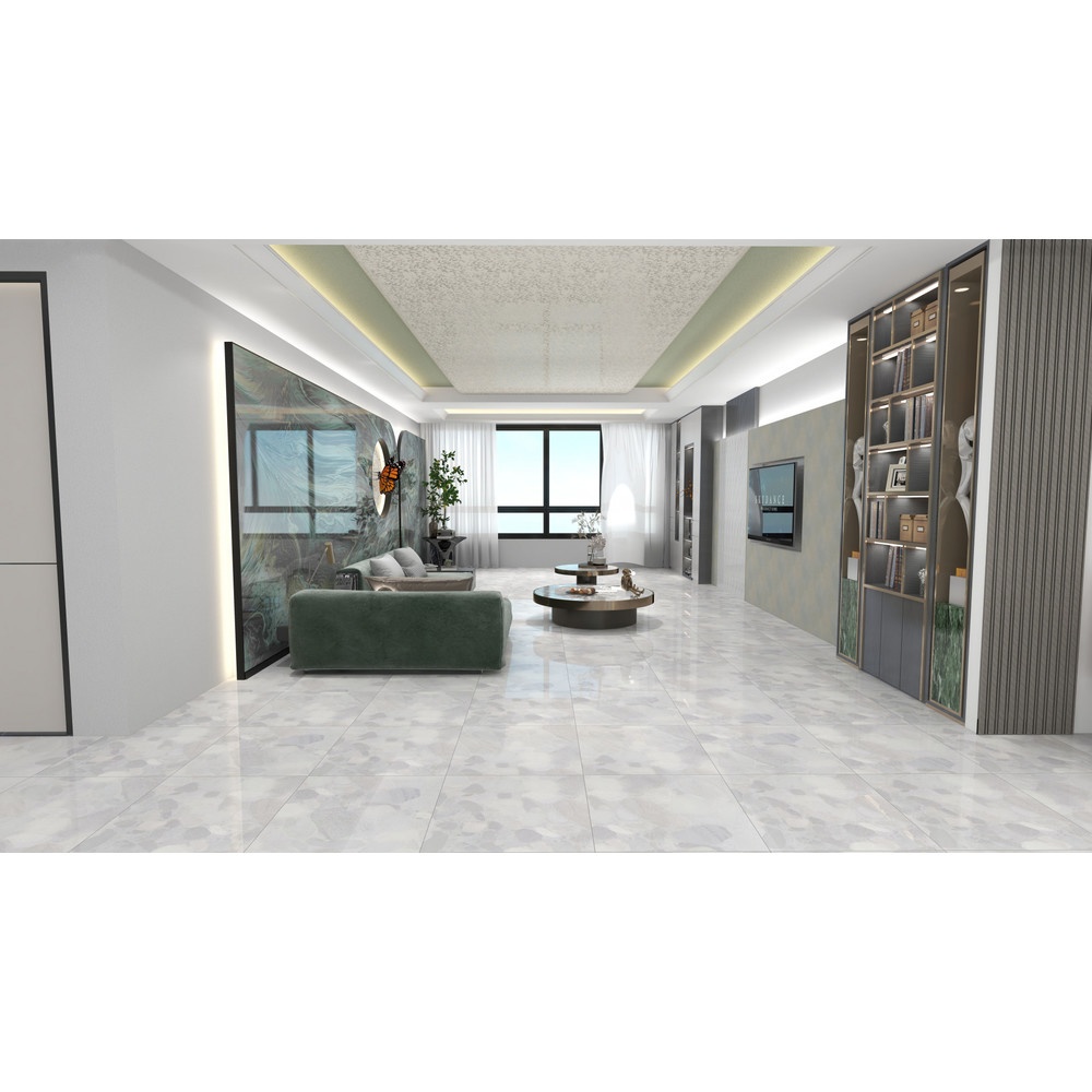 Marbella กระเบื้องพอร์ซเลนปูพื้น 60x60 ซม. รุ่น เมขลา ไวท์ คลาสสิก XD6200 ผิวเงา  (4P)