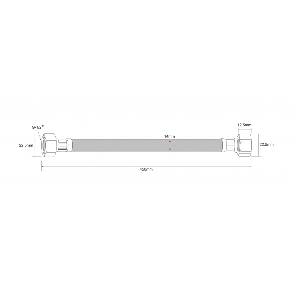 Verno สายน้ำดีสแตนเลส รุ่น LT-G0045-DD02 ยาว 45 ซม. สีดำ