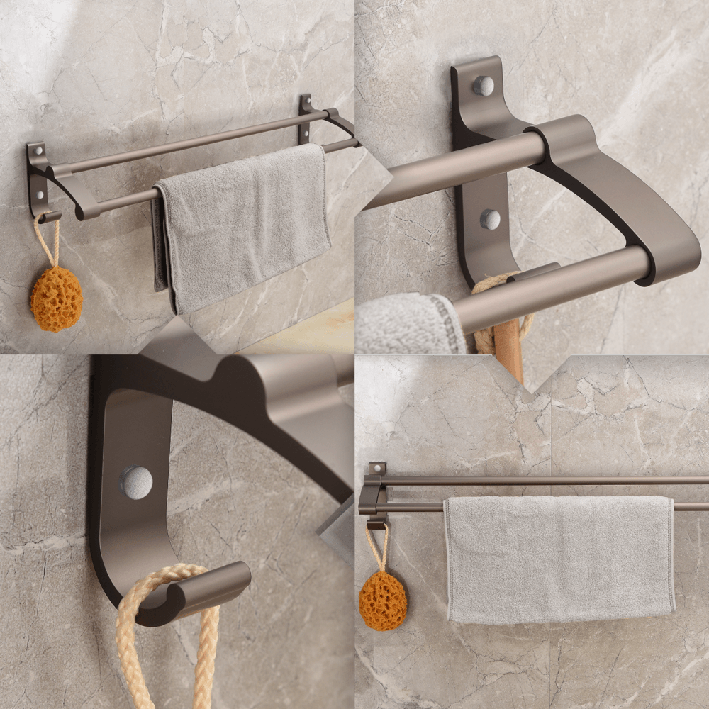 Verno ราวพาดผ้าแบบคู่อลูมิเนียม รุ่น Gracer-02 ขนาด 59.2x13x10.5ซม. สีเทา