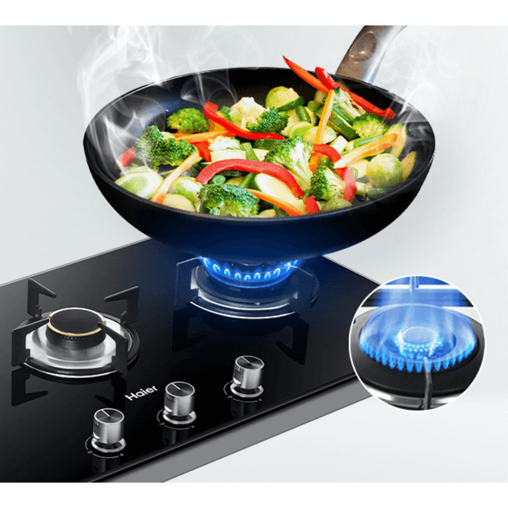 HAIER เตาแก๊สแบบฝังหน้ากระจก 2 หัวเตา HGH732K-B2