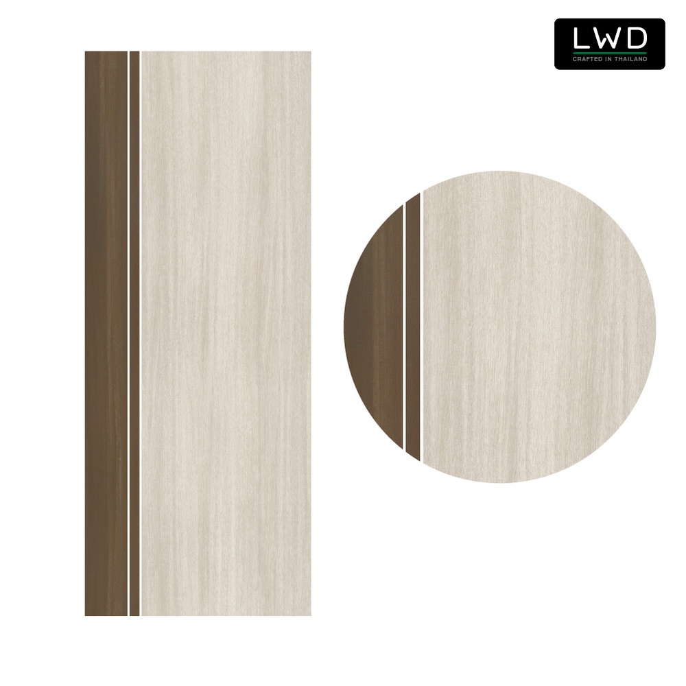 LWD ประตู UDoor UPVC สี Brownie Oak+Tango ยาแนวสีขาว ขนาด 3.5x80x200 ซม.