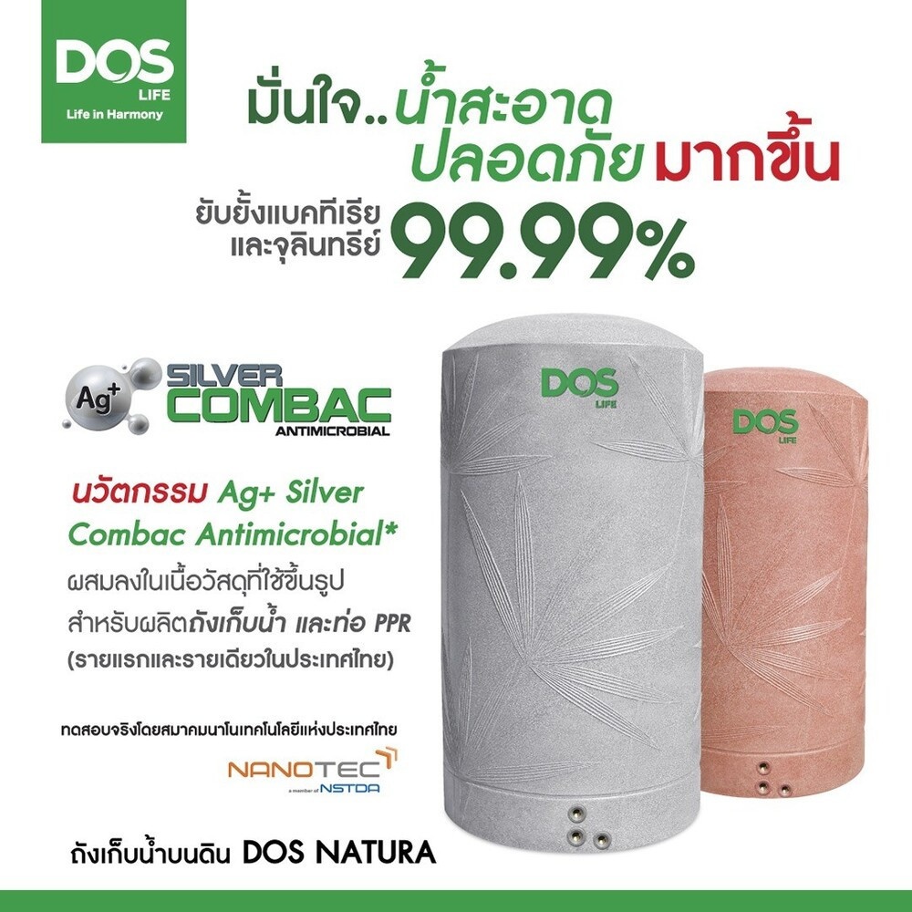 DOS ถังเก็บน้ำบนดินลายแกรนิต ขนาด 500L รุ่น Natura Nano สี Granite Gray