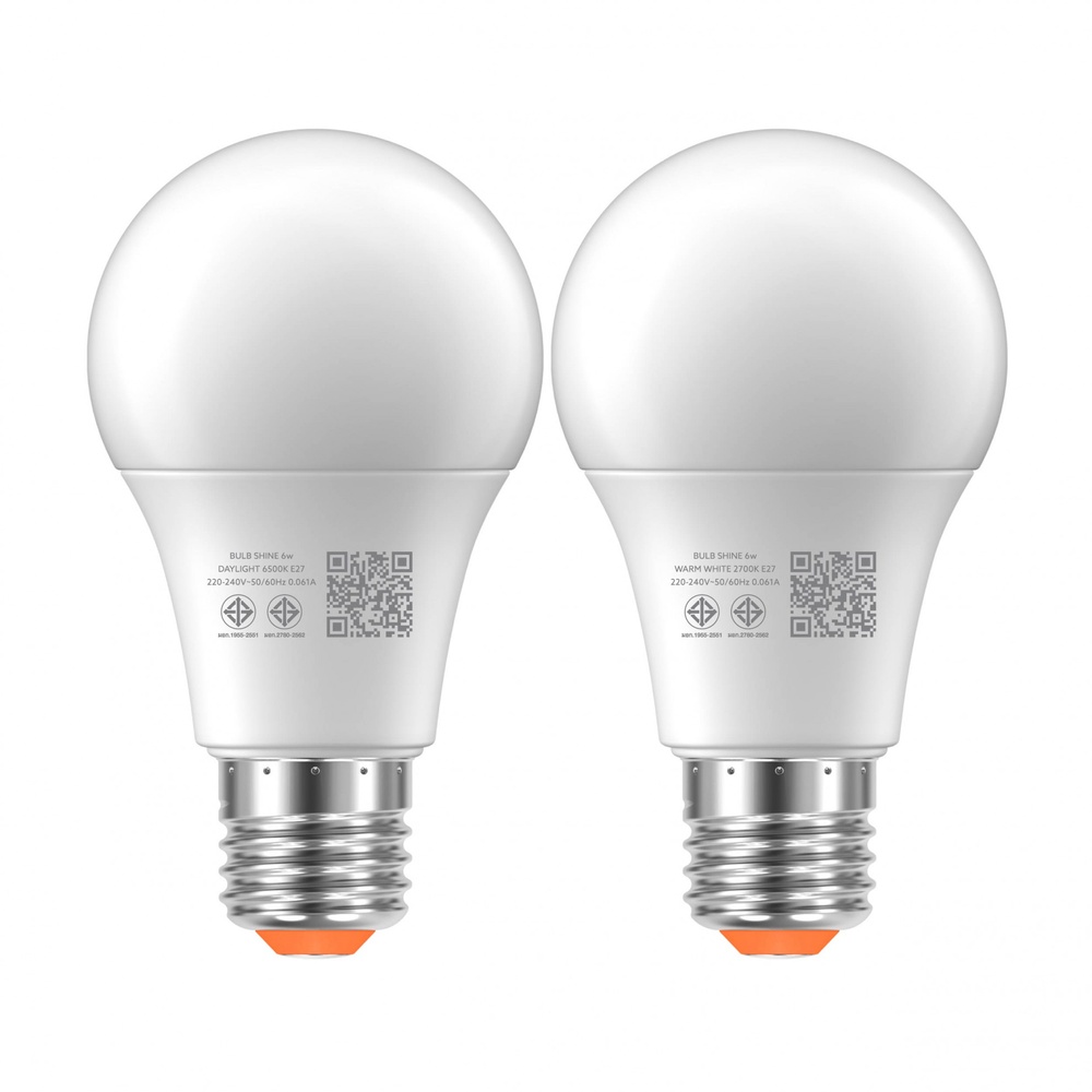 LAMPTAN หลอดไฟ LED BULB 6W แสงวอร์มไวท์ รุ่น SHINE E27