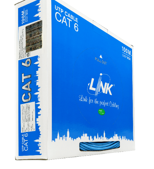 LINK สายแลน CAT6 UTP (250MHz)w 100M รุ่น US-9106A-1 สีฟ้า