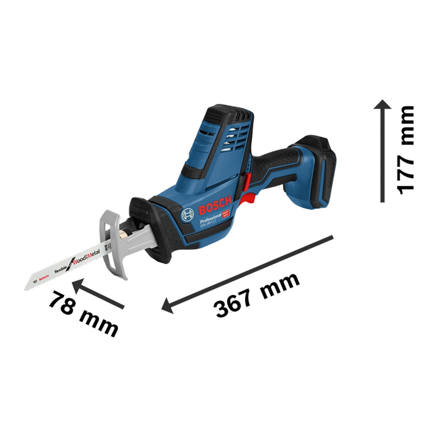 BOSCH เลื่อยอเนกประสงค์ไร้สาย 18V Compact รุ่น GSA18V-Li (เฉพาะเครื่อง)