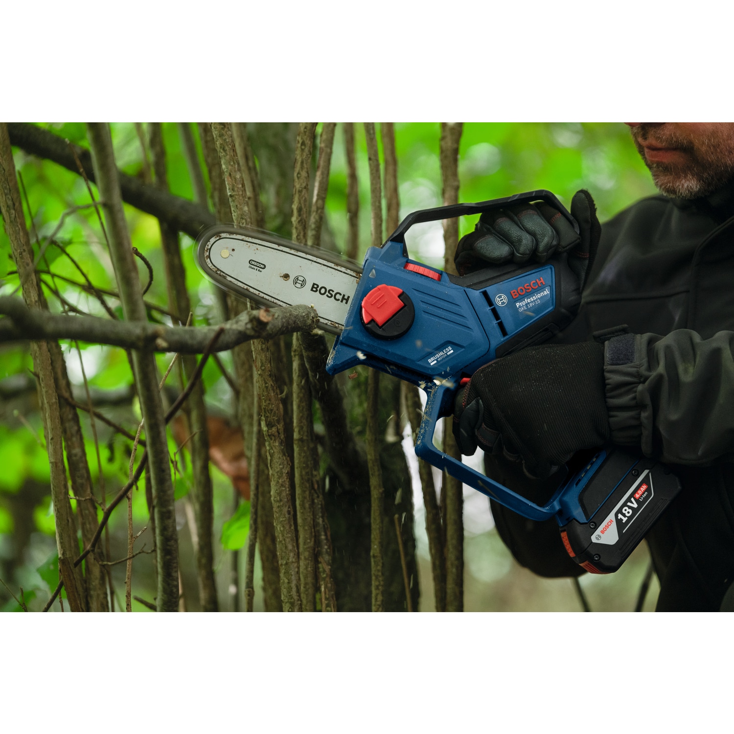 BOSCH เลื่อยโซ่ 6นิ้ว ไร้สาย 18V รุ่น GKE18V-15 (เฉพาะเครื่อง)