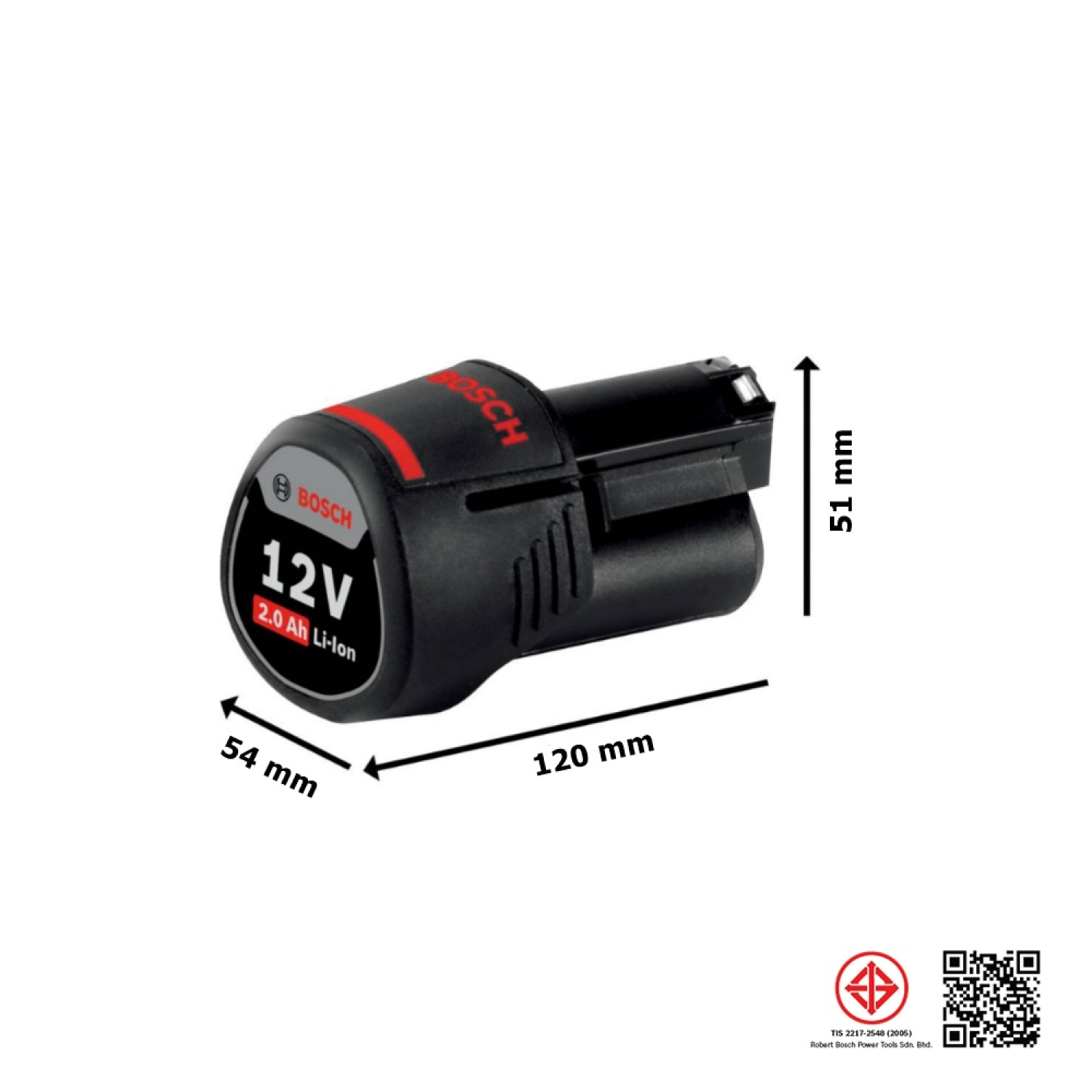 BOSCH แบตเตอรี่ GBA 12V 2.0Ah 1600A028TL