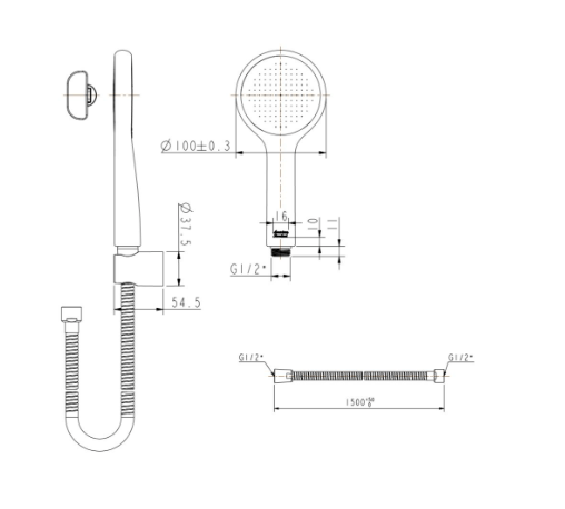 American Standard ชุดฝักบัวสายอ่อน 1 ระดับ รุ่น Genie สีดำ FFASS506-000610BT0