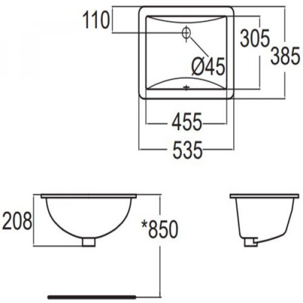 American Standard อ่างล้างหน้า แบบฝังใต้เคาน์เตอร์ รุ่น MILANO TI-0488-WT
