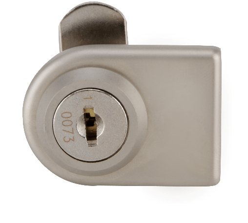 HAFELE กุญแจล็อคเฟอร์นิเจอร์ สำหรับบานกระจกล็อคซ้าย 233.42.700 สีนิกเกิ้ลด้าน