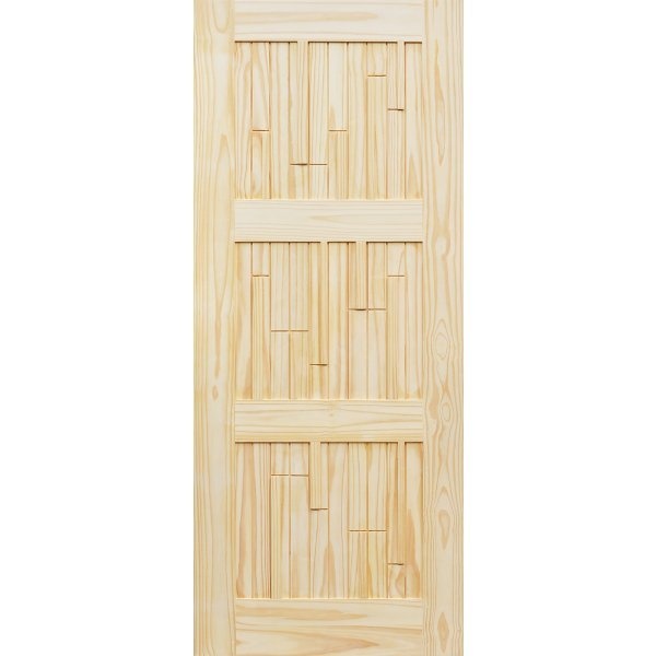 D2D ประตูไม้สน (Pine)  บานทึบทำร่องโมเดอร์น D2D -516  80x200ซม.