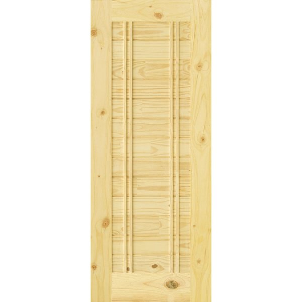 ประตูไม้สน ( Pine )  บานทึบทำร่อง Eco Pine - Ezero 6 100x 210 cm