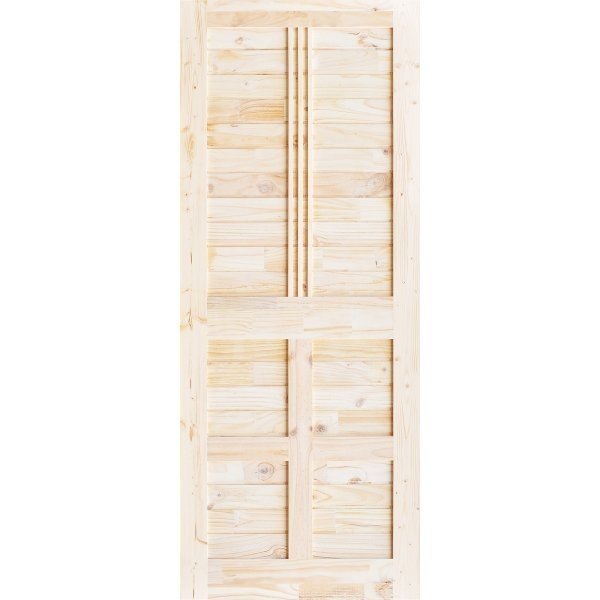 D2D ประตูไม้สน(Pine Door) รุ่น Super Ezero F ขนาด 80x200 ไม่ทำสี