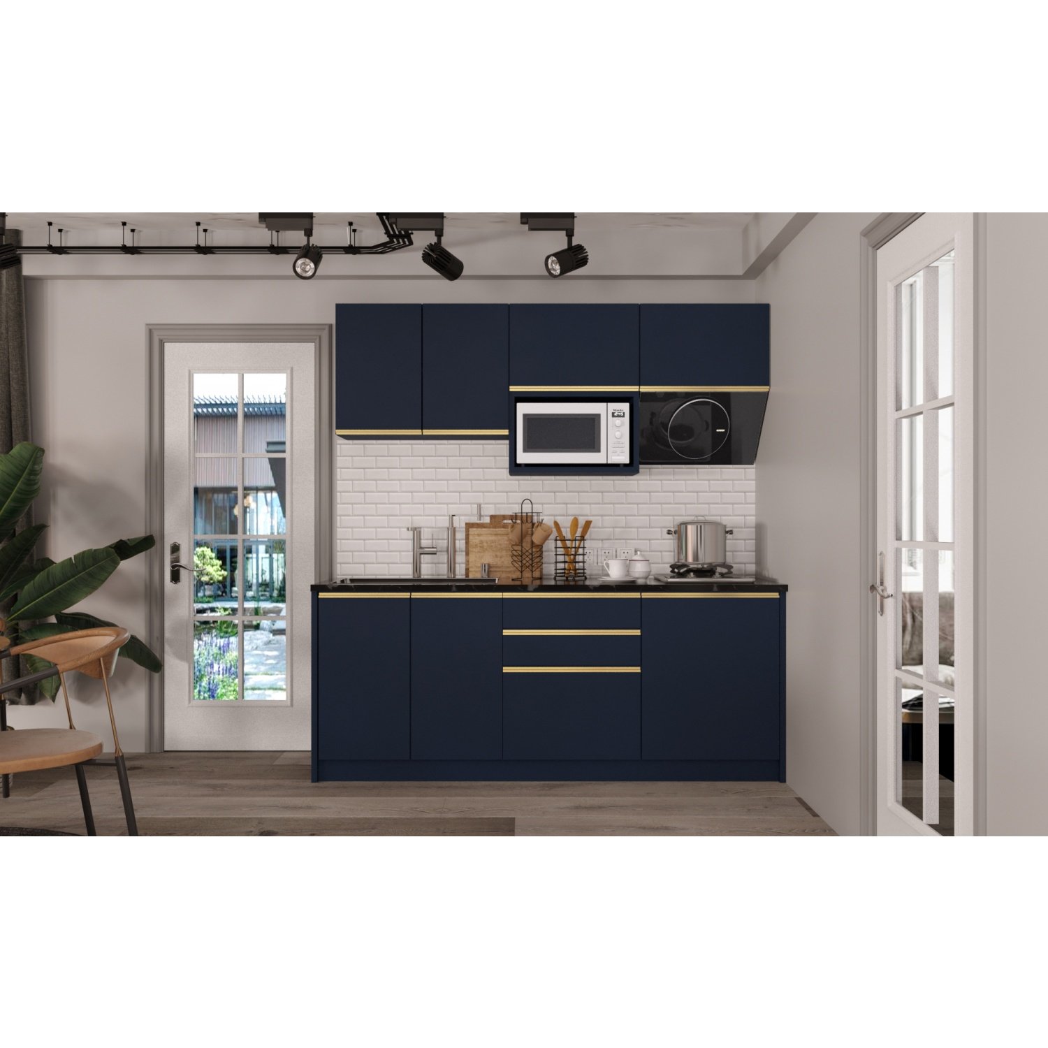 MJ KITCHEN ชุดครัวสำเร็จรูป ET-CS02050X-PCB ขนาด 2.0.5 M สีแปซิฟิคบลู