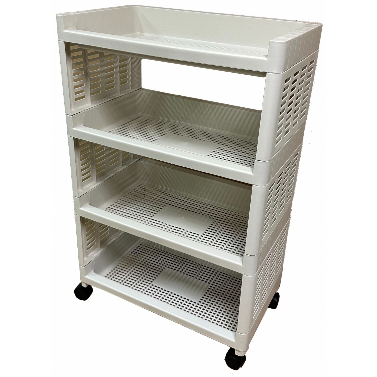 NOBURU ชั้นวางเอนกประสงค์ 4 ชั้น มีล้อ #AB 30x50x77ซม.รุ่น KSH-SQV-02/3-1สีขาว