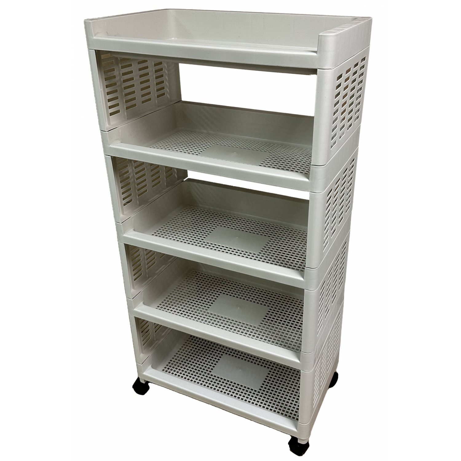 NOBURU ชั้นวางเอนกประสงค์ 5 ชั้น มีล้อ AB 30x50x99 ซม. รุ่น KSH-SQV-02/4-1 สีขาว