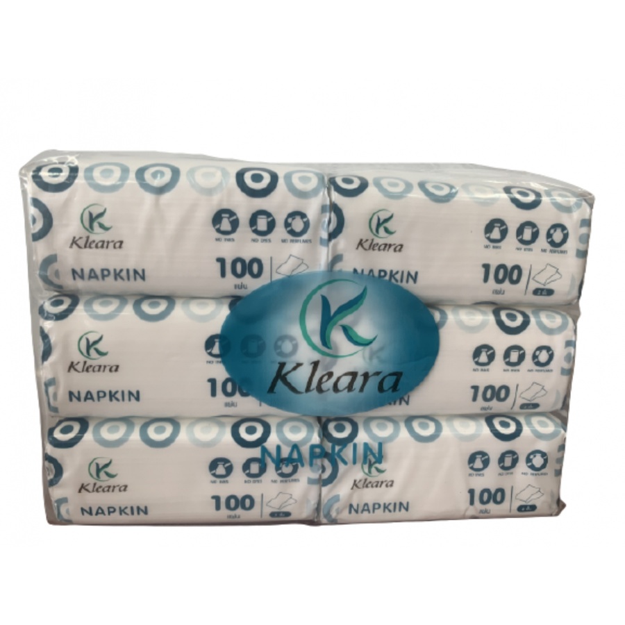 KLEARA กระดาษเช็ดปาก หนา 2 ชั้น 100 แผ่น (6 ห่อ/แพ็ค)