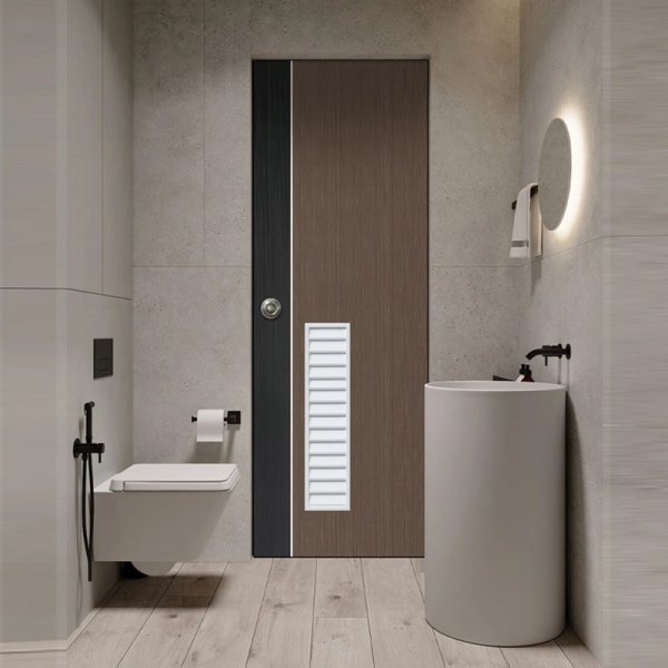 ECO-DOOR  ประตูภายใน UPVC เอ็กซ์ทรูชั่น  รุ่น PC3  ขนาด 70x200 ซม. สีเกรย์โอ๊ค (เจาะลูกบิด)