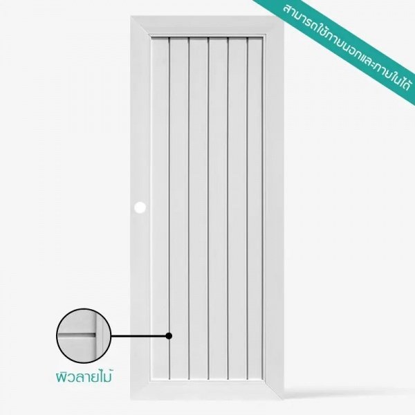 ECO-DOOR  ประตู UPVC โปรไฟล์  รุ่น TLW 1 ภายนอกและภายใน ขนาด 80x200 ซม. สีขาว (เจาะลูกบิด)