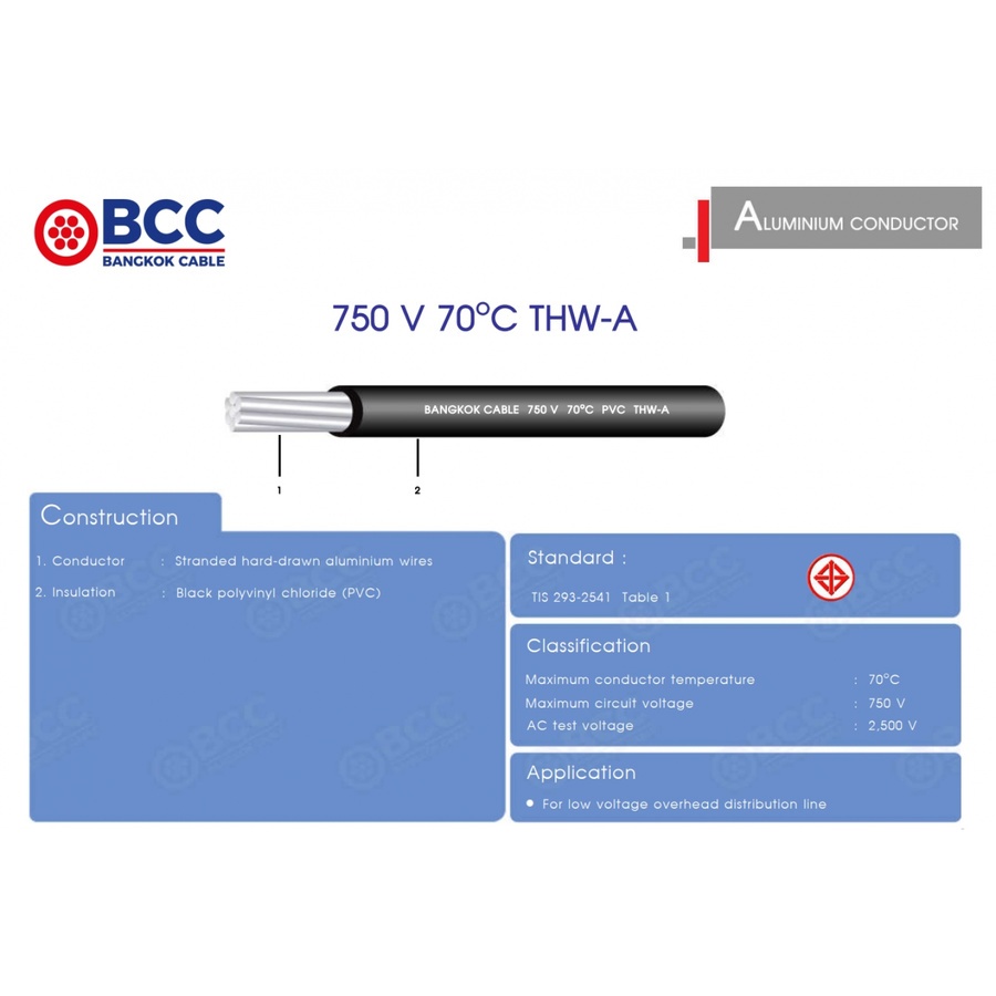 BCC สายไฟ THW-A 1x16 ตร.มม. 100 m. สีดำ