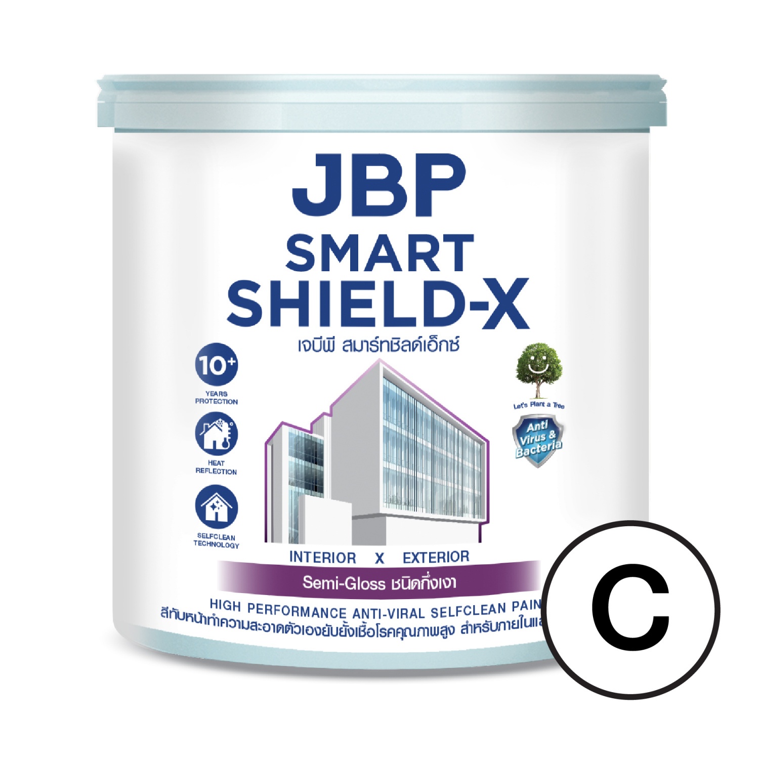 JBP สีน้ำทาภายนอกเเละภายใน Smart Shield-X กึ่งเงา เบส C ขนาด 1GL.