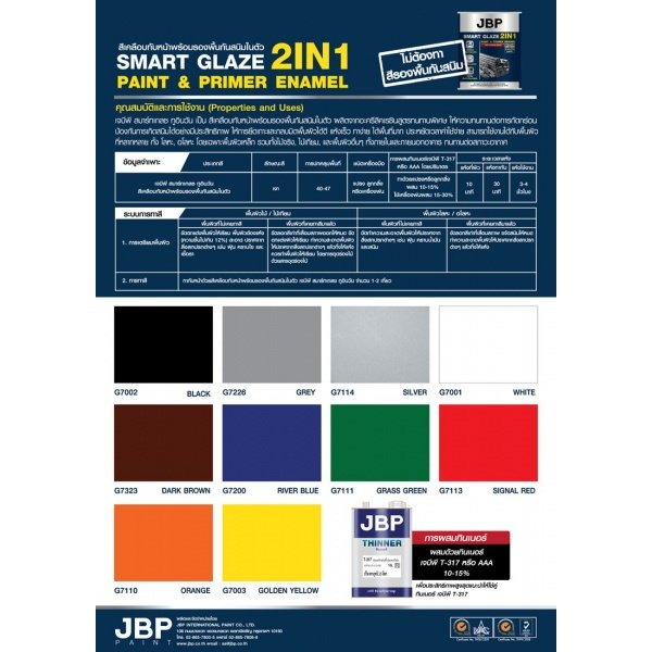 JBP สีน้ำมัน SMART GLAZE 2in1 Gloss #G7002 1 กล. สีดำ