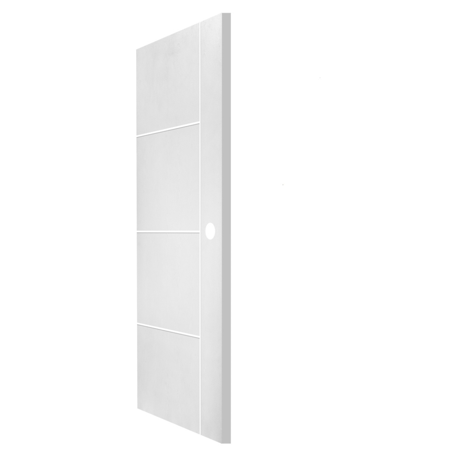 WELLINGTAN ประตู uPVC  ภายนอก แว๊คร่อง ผิว Revo รุ่น WNMR003 ขนาด 80x200 ซม. สีขาว (เจาะรูลูกบิด)