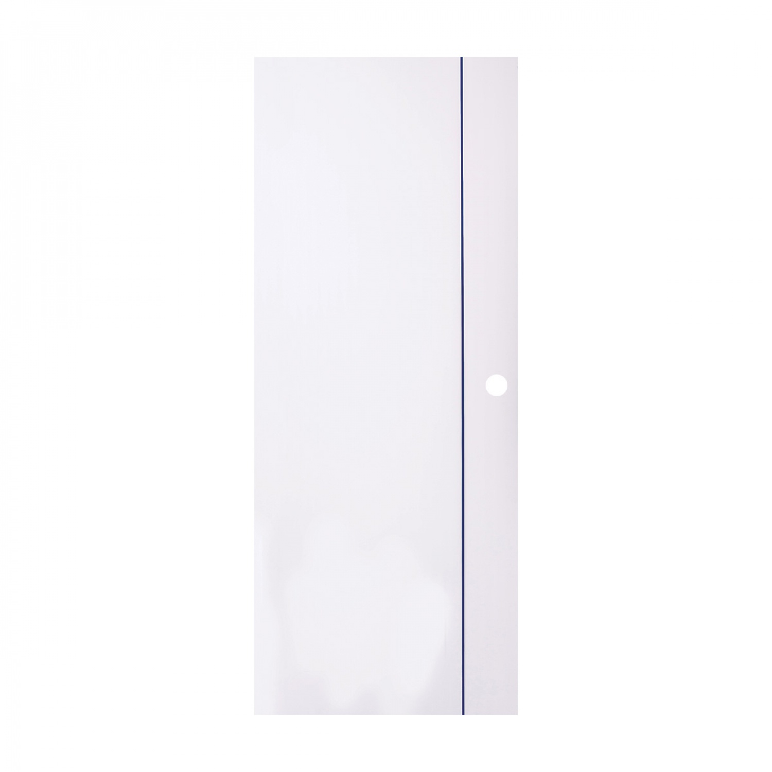 WELLINGTAN ประตู UPVC Profile รุ่น  WT1 (สำหรับใช้ห้องน้ำภายใน) เซาะร่องเส้นสีน้ำเงิน ขนาด 70x200 ซม. สีขาว (เจาะลูกบิด)
