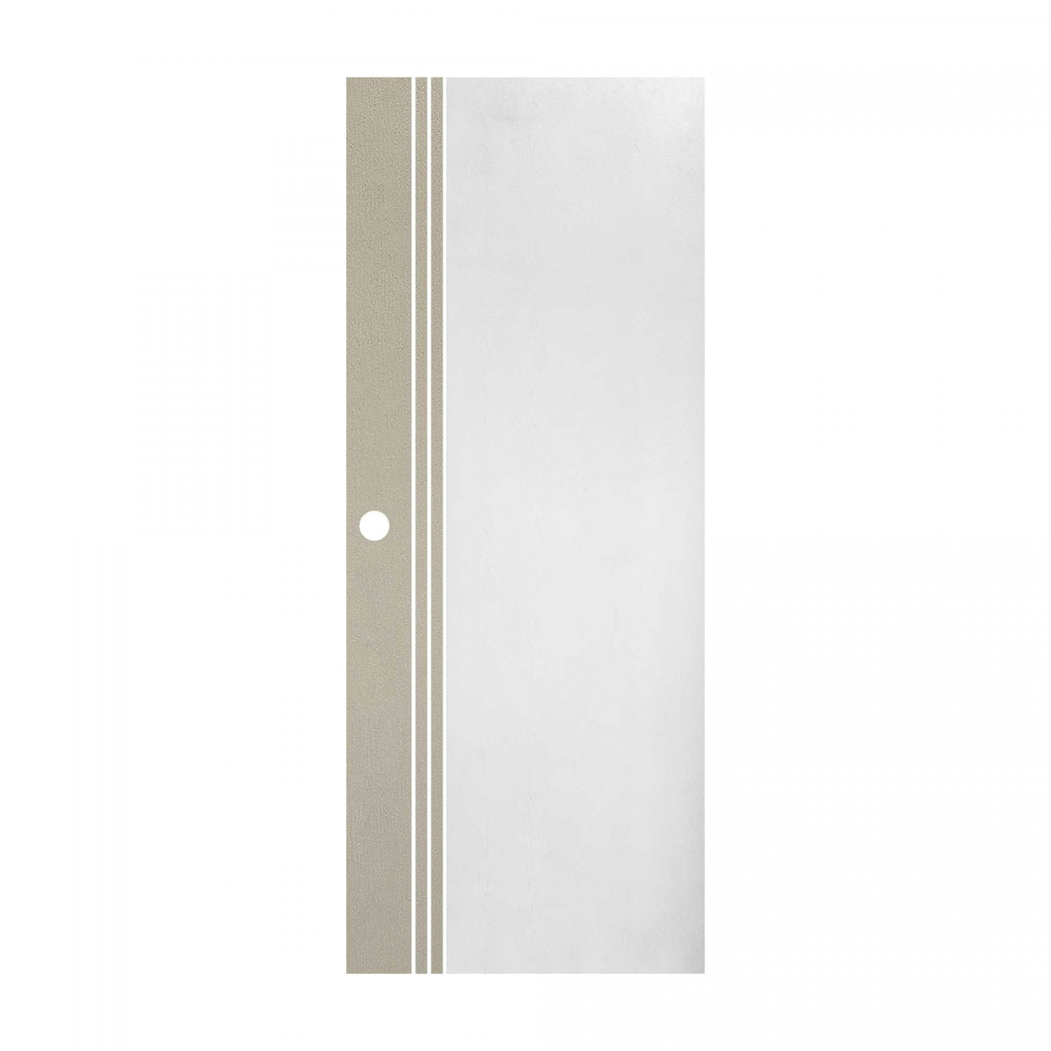 WELLINGTAN ประตู UPVC รุ่น  WT028M (สำหรับใช้ภายนอก) เซาะร่อง ขนาด 80x200 ซม. สีทูโทน ขาว/เบจ (เจาะลูกบิด)
