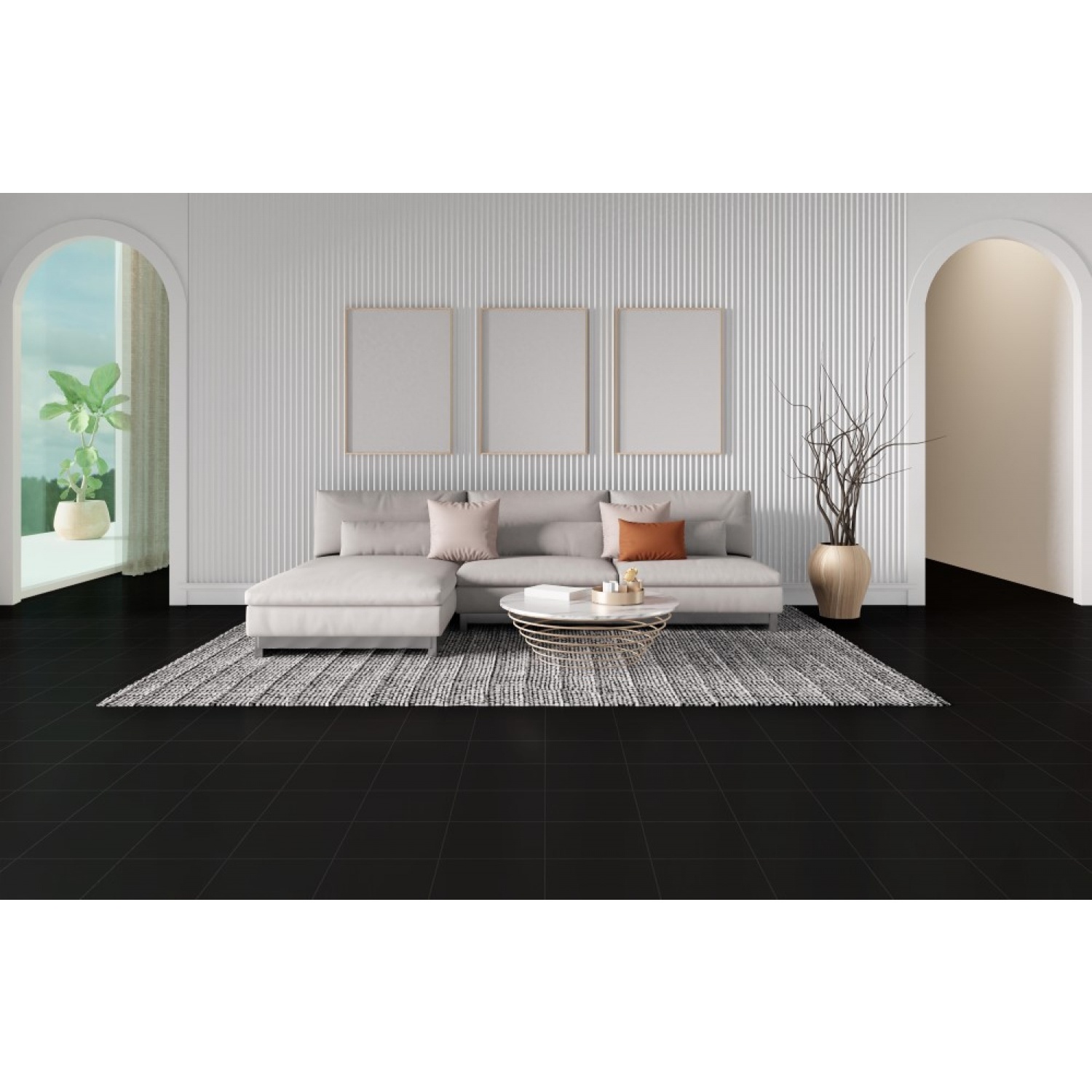 Marbella 12x12 กระเบื้องปูพื้น รุ่น ลานเพชร-ดำ (MB) (11P) Satin