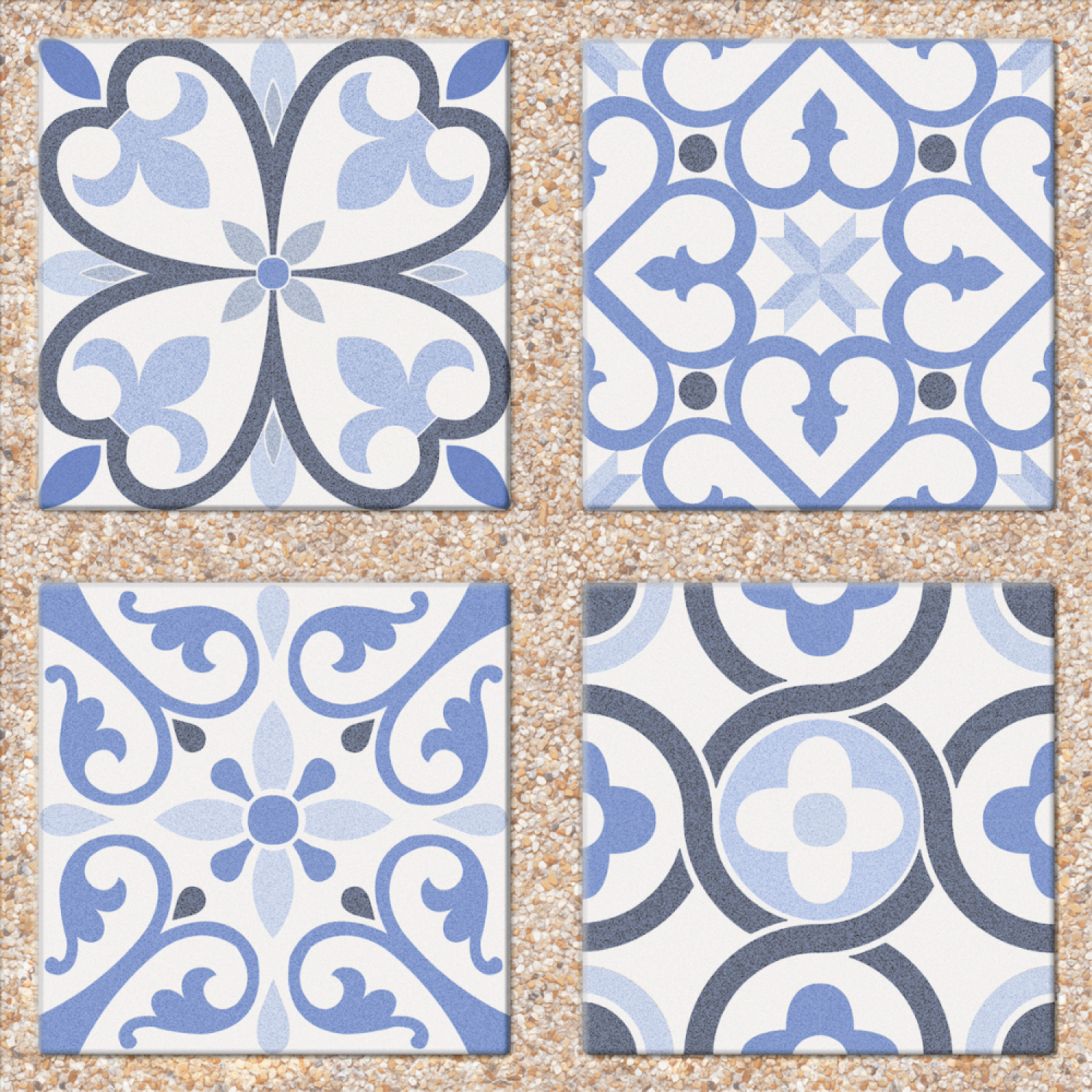 Marbella 40X40 ซม. กระเบื้องปูพื้น รุ่น สวนใบบุญ ฟ้า (MB) (6P) Matt A