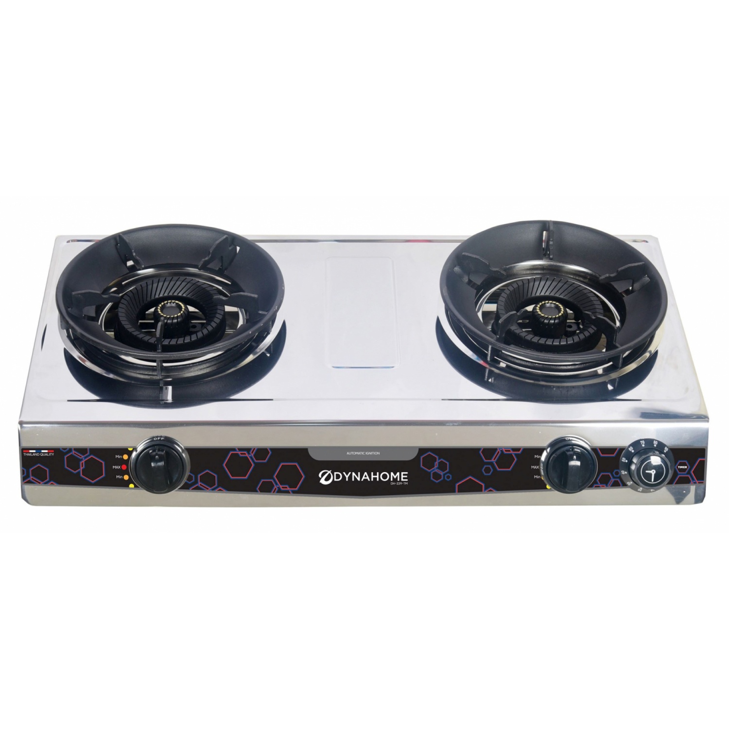 DYNAHOME เตาแก๊สสแตนเลสแบบตั้งโต๊ะ 2 หัวเตา มี TIMER DH-229-TM