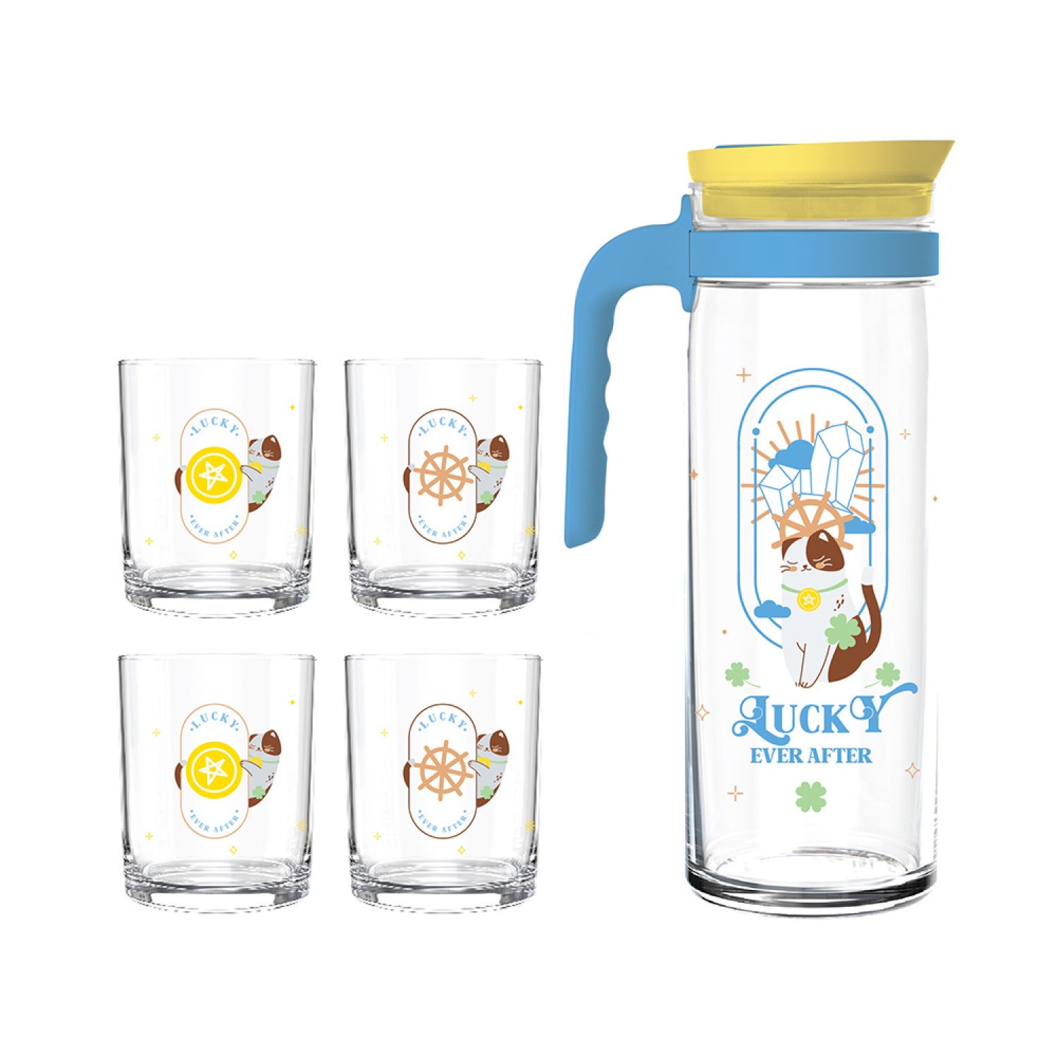 OCEAN ชุดเซ็ทแก้วพร้อมเหยือก Neko Fortune Family ขนาด 1,390 มล.