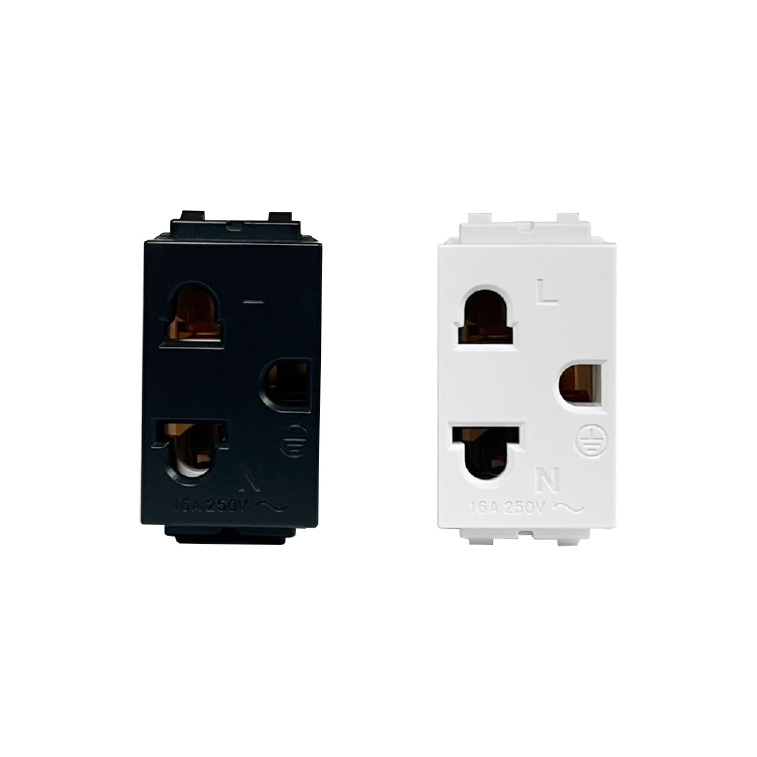 G-power เต้ารับกราวด์เดี่ยว ขากลมแบน 16A 1ช่อง สีดำ