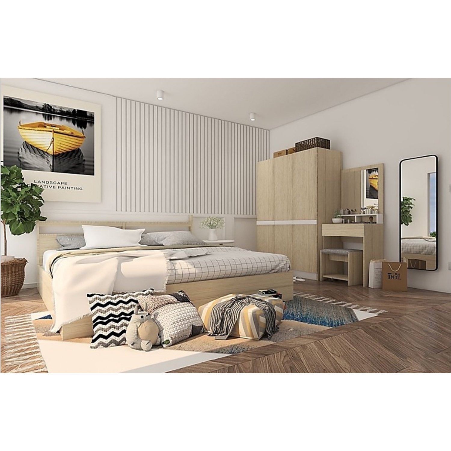 DELICATO เตียง 6 ฟุต รุ่น Tyrol 187.5x200x90ซม.สีขาว