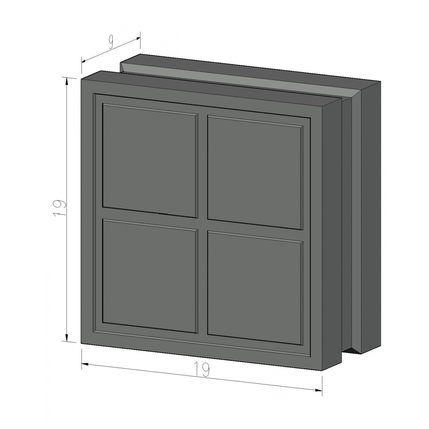 วีบล็อค อิฐบล็อกทึบ ลายสี่เหลี่ยมโดมิโน่ ขนาด19x19x9ซม.