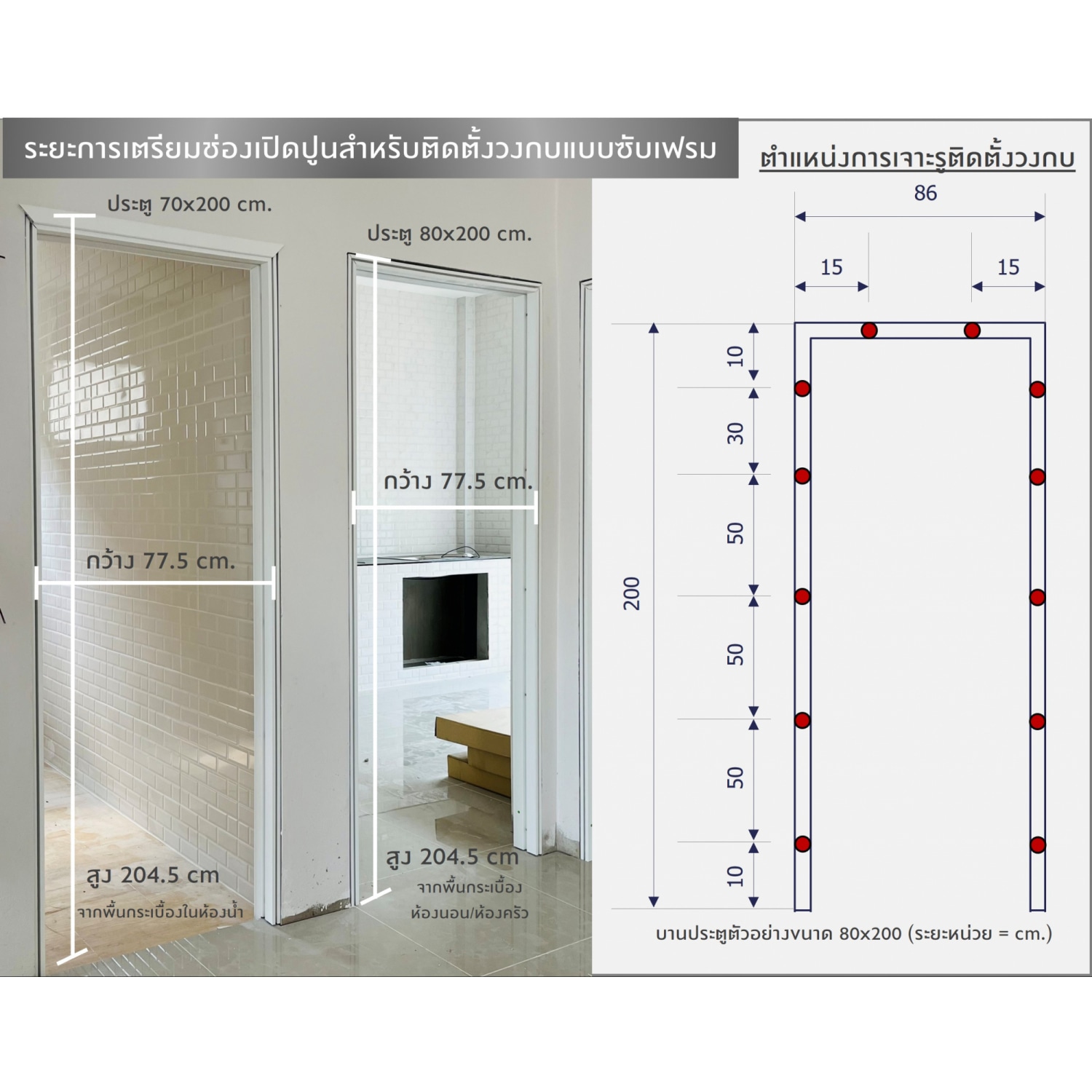TECHO วงกบ uPVC แบบซับเฟรม 80X200 ซม.