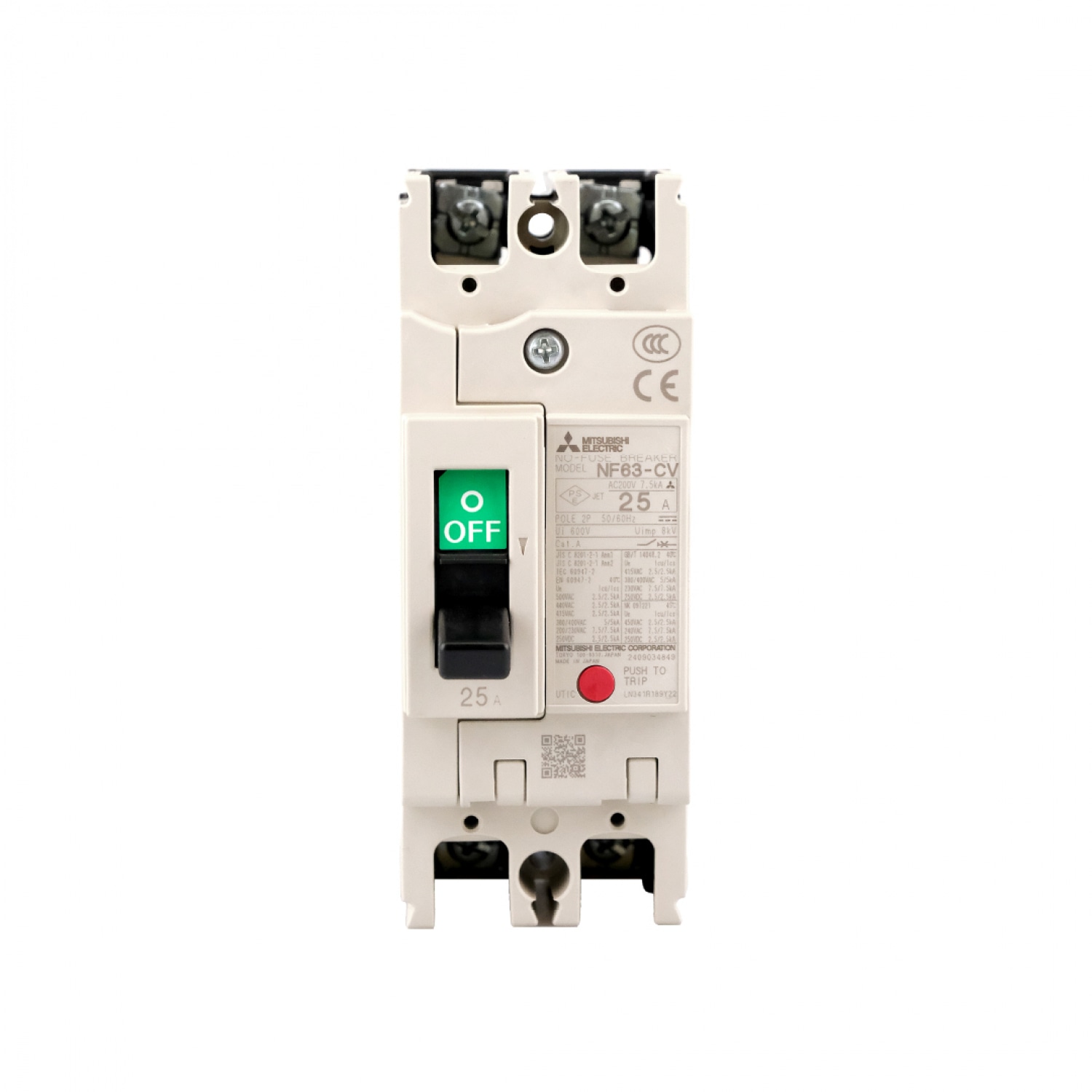 MITSUBISHI สวิตช์ตัดตอน  BREAKER NF63 MITSUBISHI CV7.5/25 230V รุ่นNF63CV-2P25A-MT