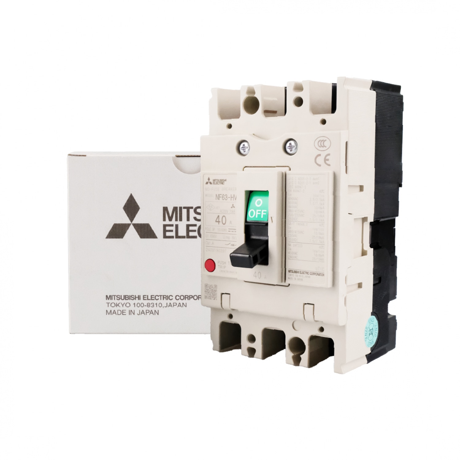 MITSUBISHI สวิตช์ตัดตอน  BREAKER NF63 MITSUBISHI HV10/40 380 V Model NF63HV-3P40A-MT