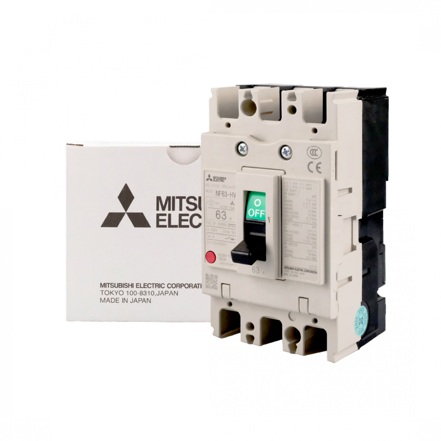 MITSUBISHI สวิตช์ตัดตอน  BREAKER  NF63 MITSUBISHI HV10/63 380V Model NF63HV-3P63A-MT