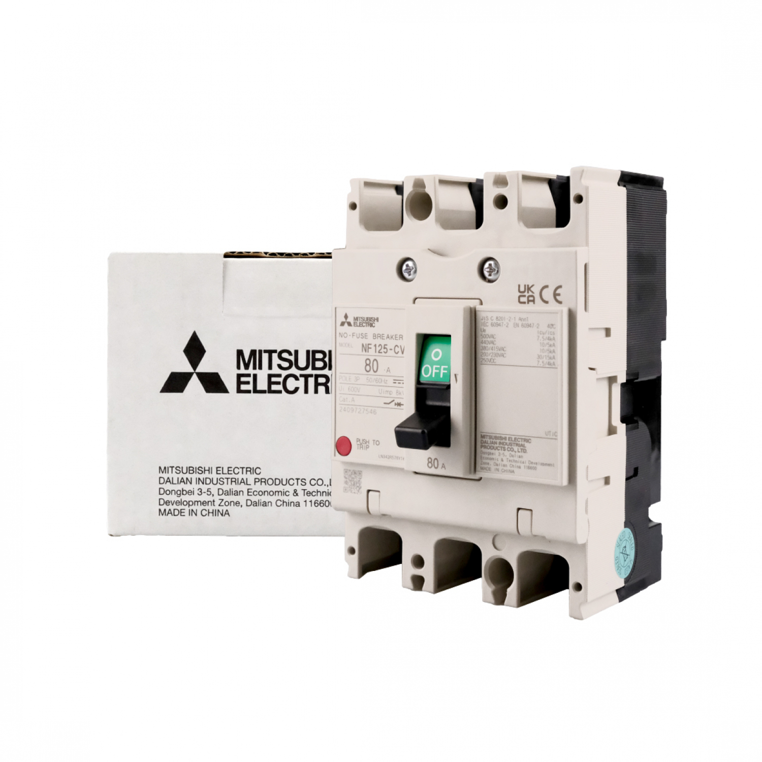 MITSUBISHI สวิตช์ตัดตอน BREAKER NF125 MITSUBISHI CV10/80 380V Model NF125CV-3P80A-MT