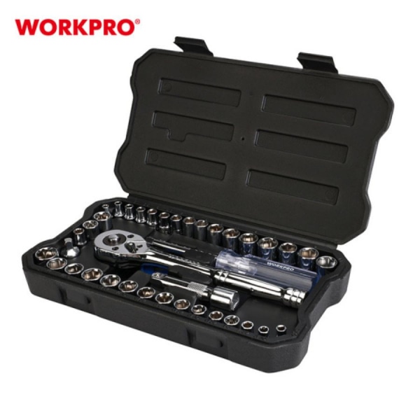 WORKPRO ชุดลูกบ๊อกซ์ 39 ชิ้น 1/4 นิ้ว & 3/8 นิ้ว พร้อมกล่องใส่แบบขึ้นรูป รุ่น WP202536