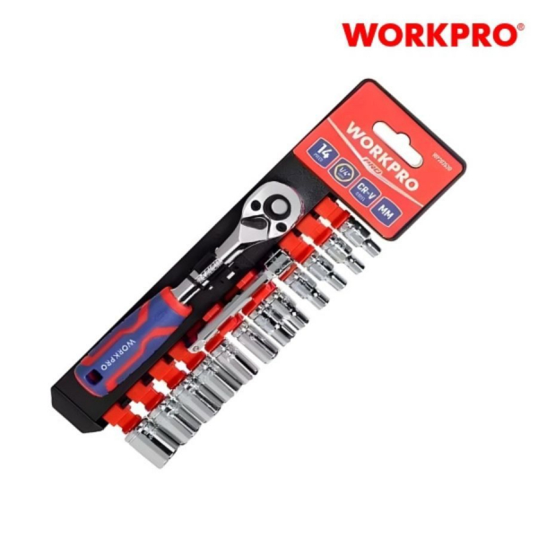 WORKPRO ชุดลูกบ็อกซ์พร้อมด้ามฟรี ขนาด 1/4 นิ้ว 14 ชิ้น รุ่น WP202556