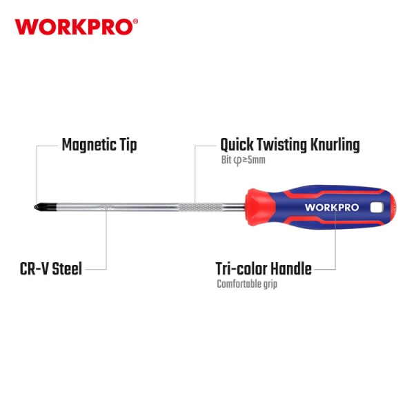WORKPRO ไขควงแฉกด้ามสามสี CR-V PH1x150มม. รุ่น WP221028