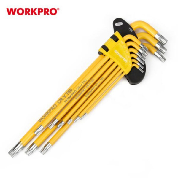 WORKPRO ชุดประแจแอลหัวทอร์ค 9 ชิ้น แบบยาว ชนิดงานหนัก รุ่น WP222008