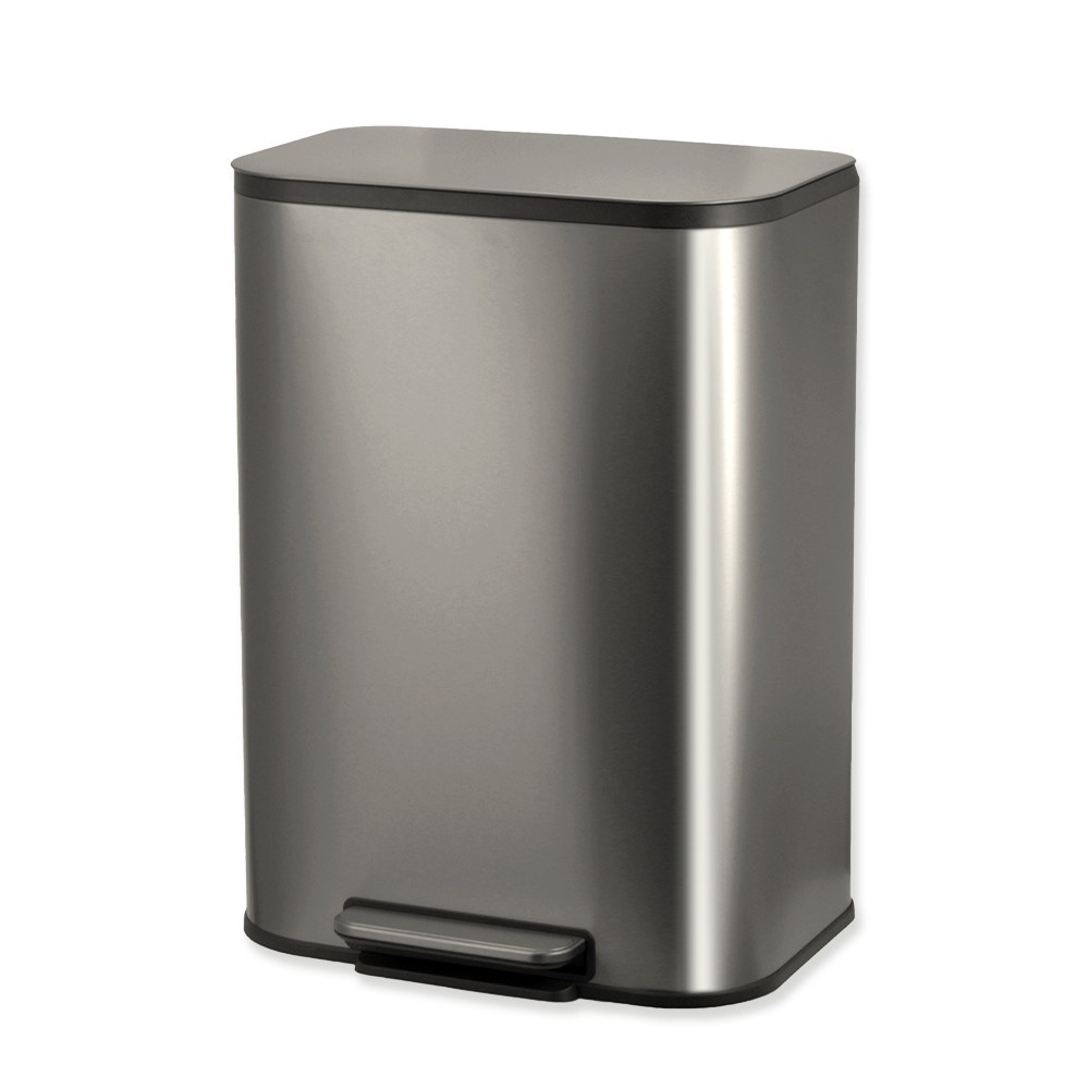 KLEANZY ถังขยะสเตนเลสเหยียบเหลี่ยม 50 ลิตร รุ่น 10161MS-50L-S ขนาด44.8x34.1x61.2 ซม. สีเงิน