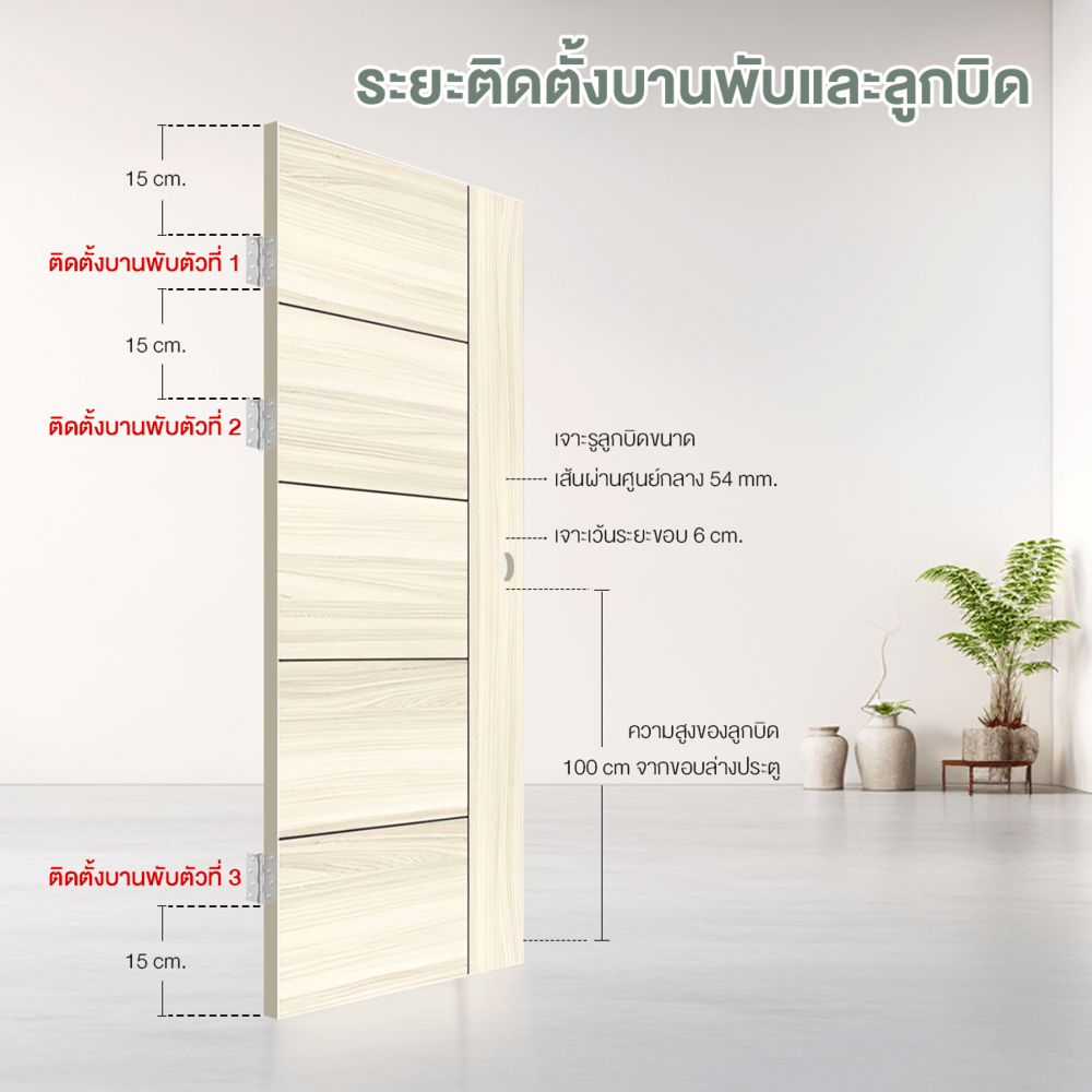 HOLZTUR ประตูปิดผิวเมลามีน HT1 100x200 ซม. X-WO สีไวท์โอ็ค