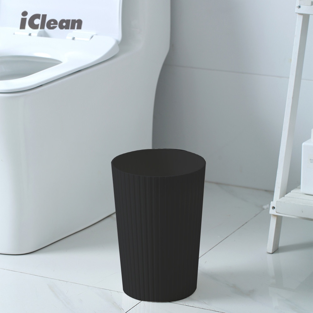ICLEAN ถังขยะไม่มีฝาทรงกลม 10 ลิตร รุ่น B917157 ขนาด 22.5×22.5×34 ซม. สีดำ