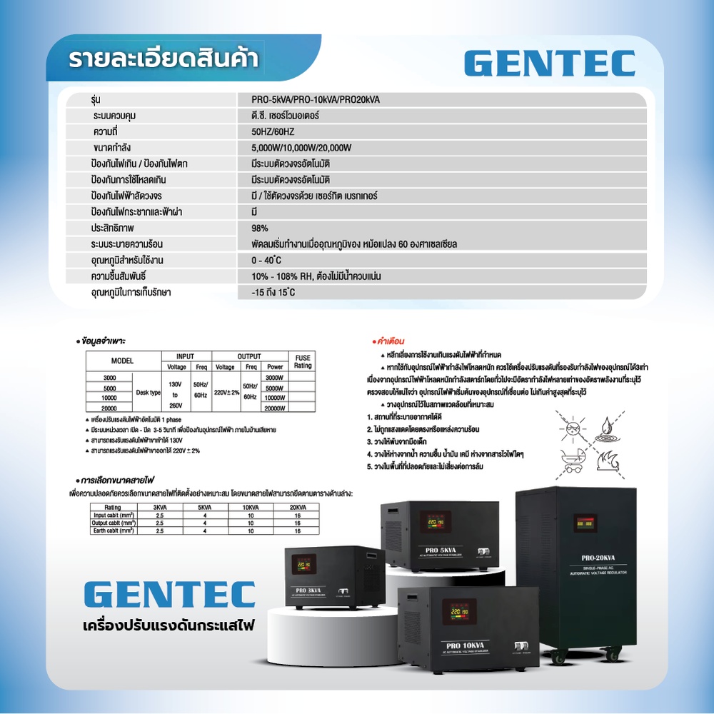 Gentec  เครื่องปรับแรงดันกระแสไฟ ขนาด 20KVA รุ่น PRO-20KVA สีดำ